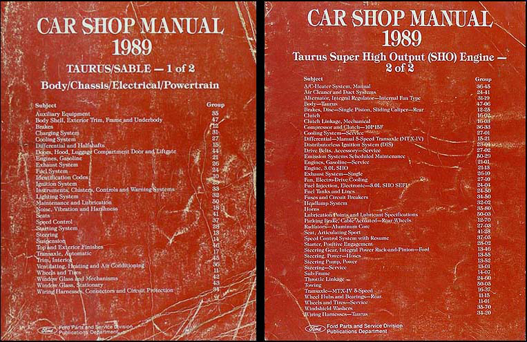 1989 Ford Taurus SHO Shop Manual 2 Volume Set Original