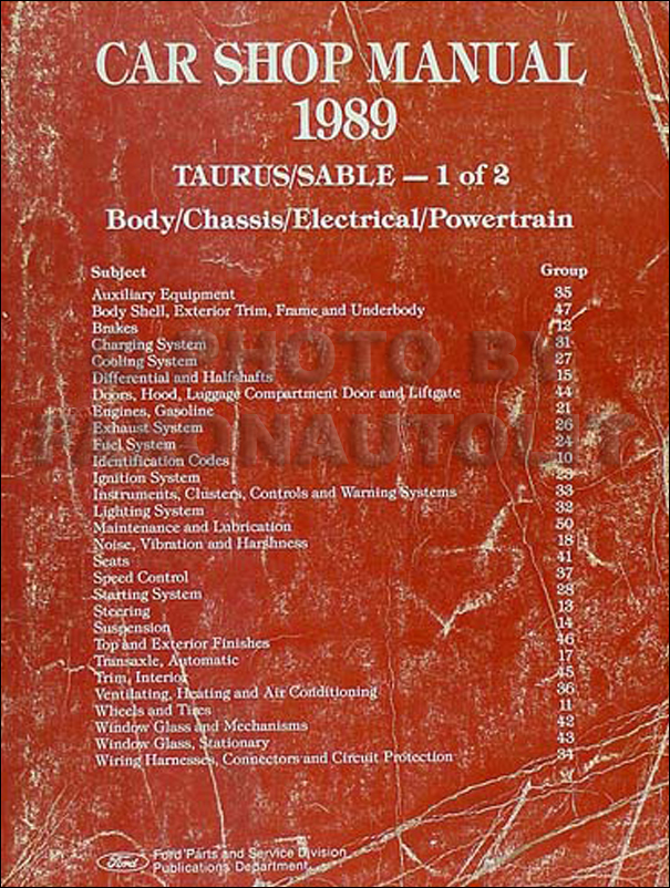 1989 Ford Taurus Mercury Sable Shop Manual Original