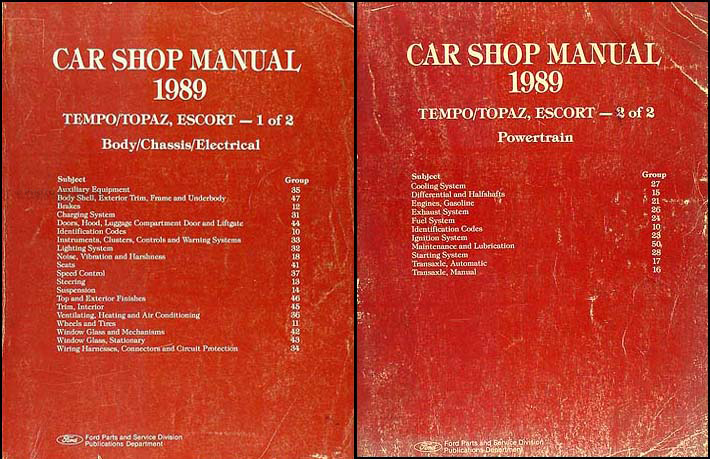 1989 Ford Tempo Escort Mercury Topaz Repair Shop Manual 2 Vol. Set Original