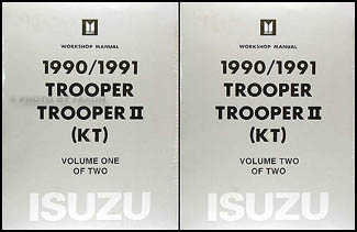 1990-1991 Isuzu Trooper and Trooper II Repair Shop Manual Factory Reprint Set of 2
