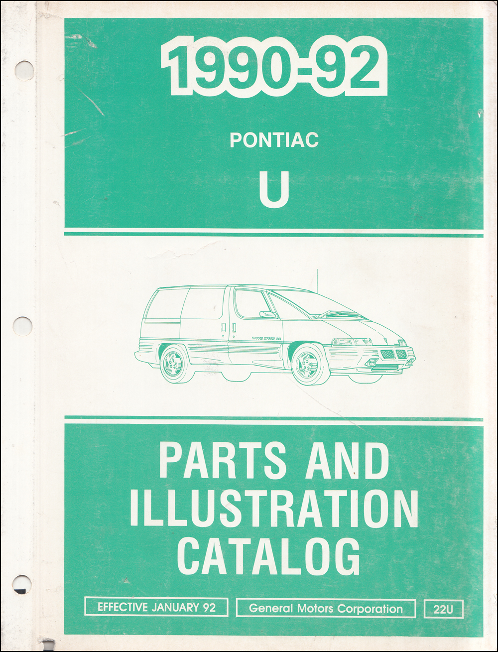 1990-1992 Pontiac Trans Sport Van Parts Book Original