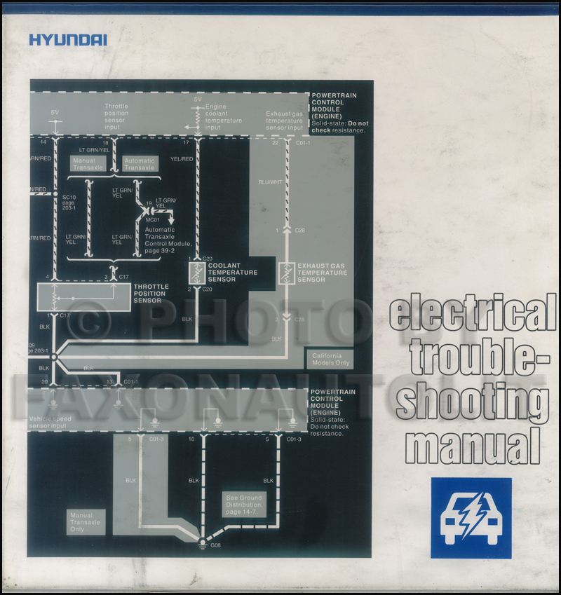 1990-1993 Hyundai Excel Electrical Troubleshooting Manual Original