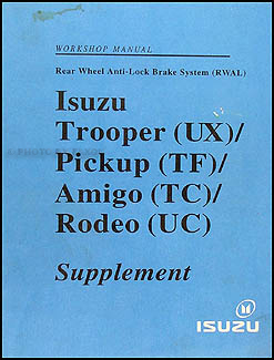 1990-1993 Isuzu Truck & SUV (RWAL) Repair Manual Supplement Original 