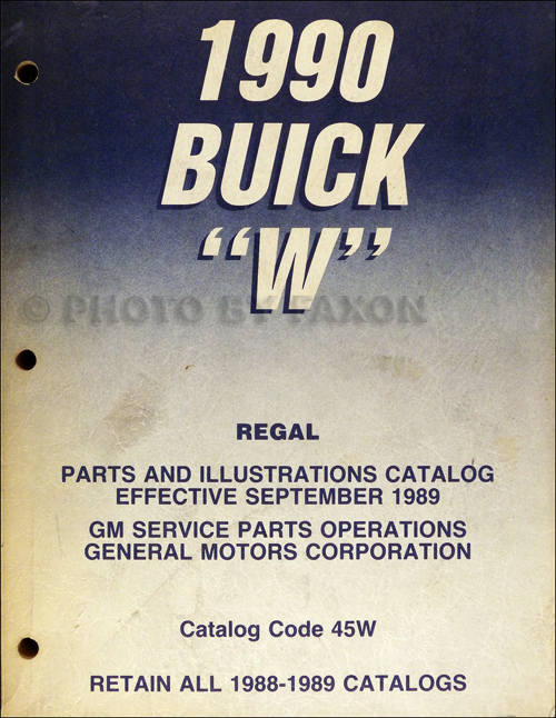 1990 Buick Regal Parts Book Original