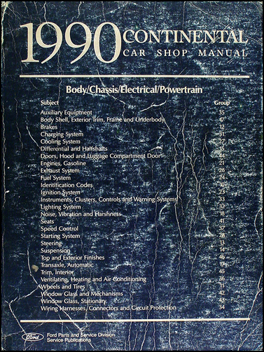 1990 Lincoln Continental Shop Manual Original 