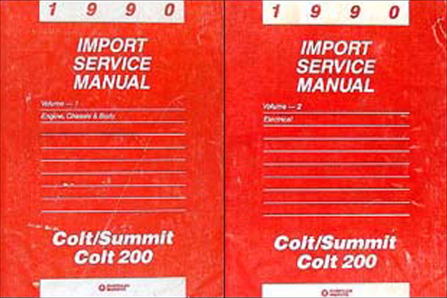 1990 Colt, 200, & Summit Shop Manual Original 2 Volume Set