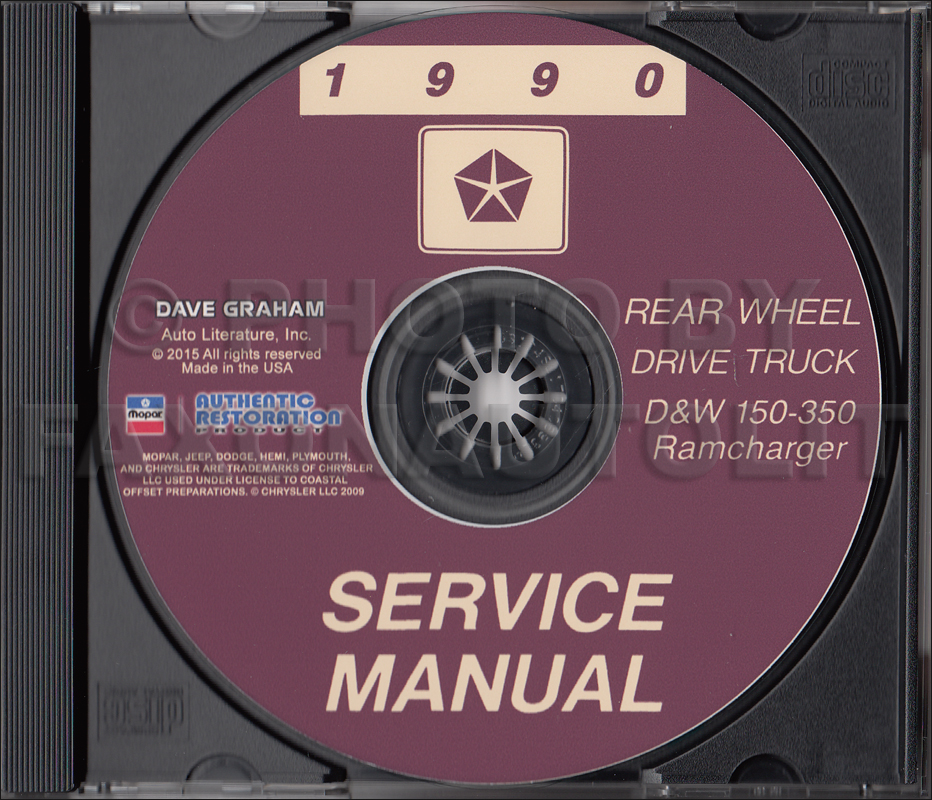1990 Dodge Ramcharger and Pickup D&W 150-350 Repair Shop Manual CD