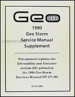 1990 Geo Storm Driveability/Emission Supplement Original 