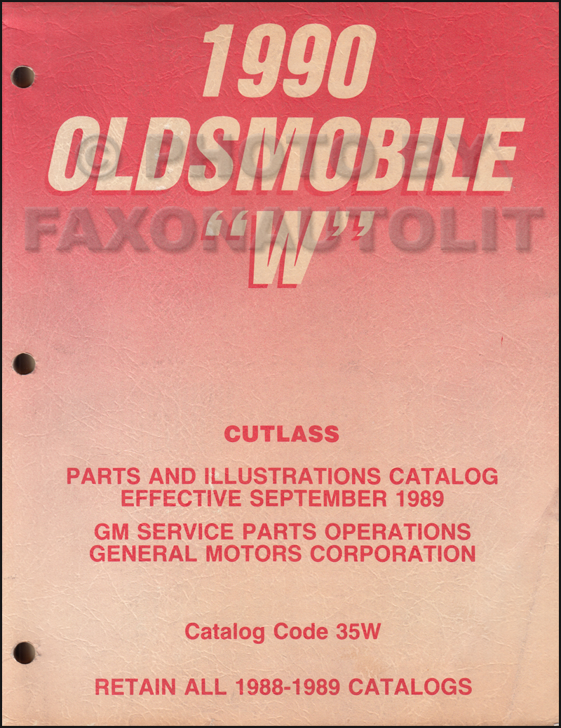 1990 Oldsmobile Cutlass Supreme Parts Book Original