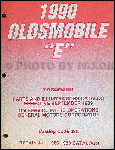 1990 Oldsmobile Toronado and Trofeo Parts Book Original