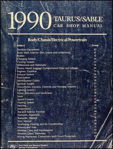1990 Ford Taurus & Mercury Sable Shop Manual Original