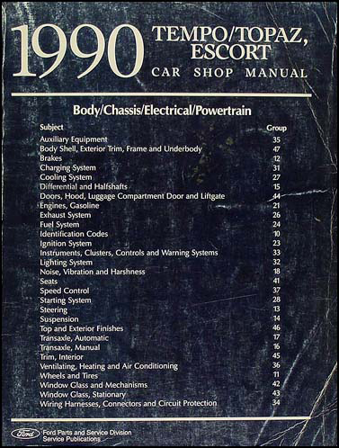 1990 Tempo Escort and Topaz Shop Manual Original 