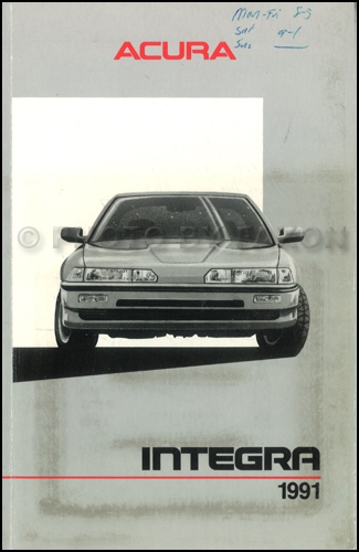 1991 Acura Integra 4-Door Owners Manual Original