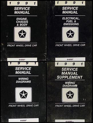1991 FWD Repair Shop Manual Set Chrysler LeBaron New Yorker Imperial, Dodge Spirit Dynasty Daytona Shadow, Plymouth Acclaim Sundance
