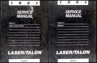 1991 Plymouth Laser and Eagle Talon Shop Manual Original 2 Volume Set 