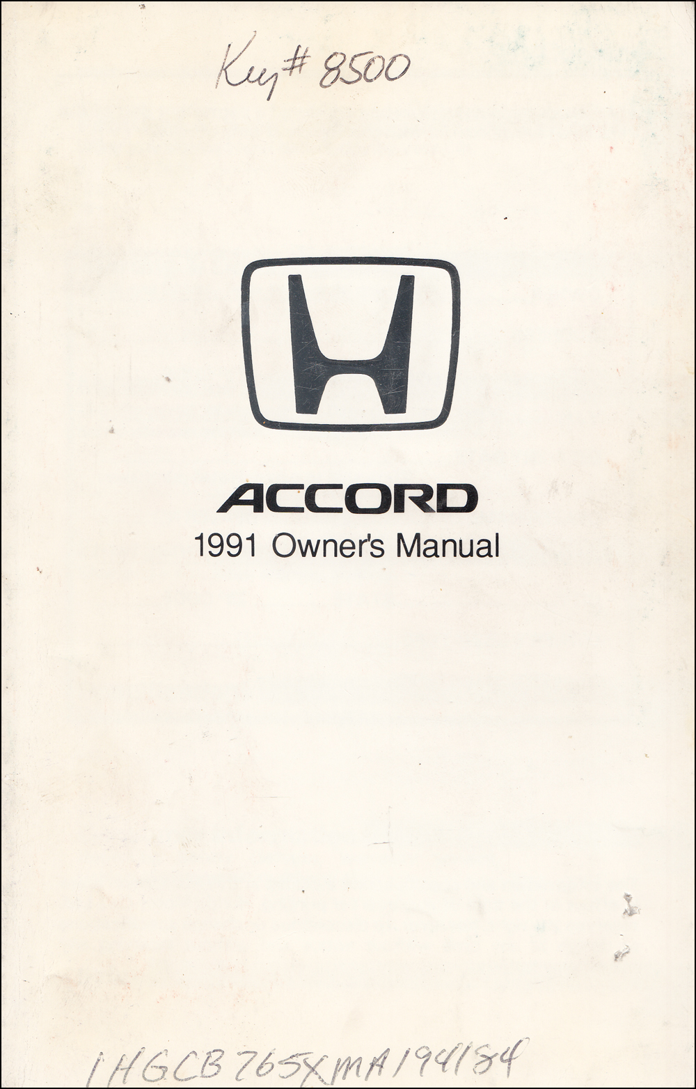 1991 Honda Accord 4 Door Sedan Owner's Manual Original