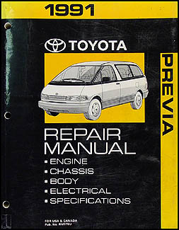 1991 Toyota Previa Van Repair Manual Original 