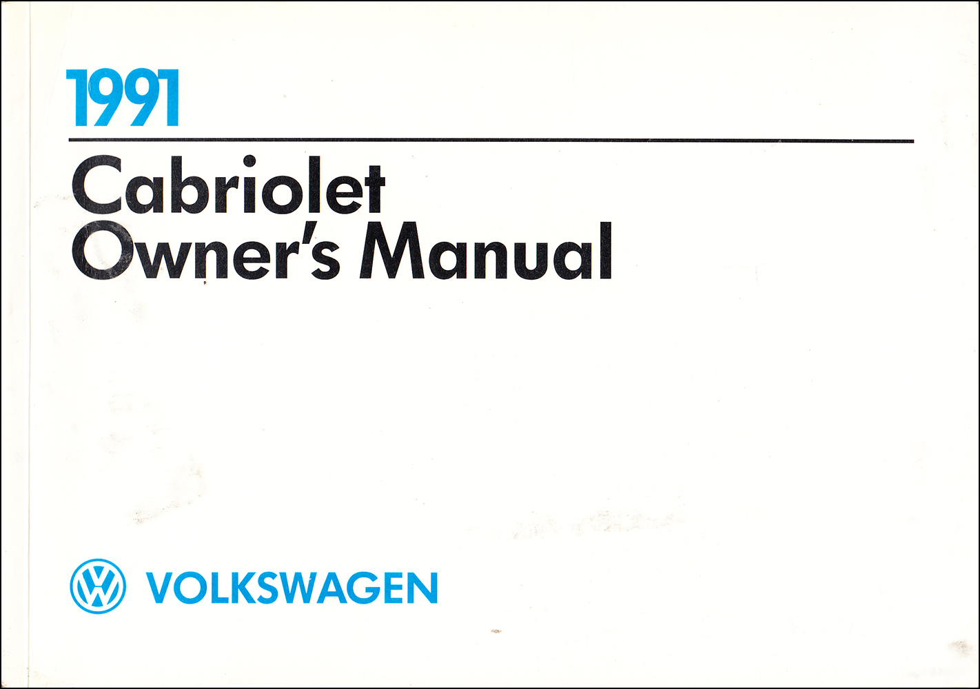 1991 Volkswagen Cabriolet Owner's Manual Original