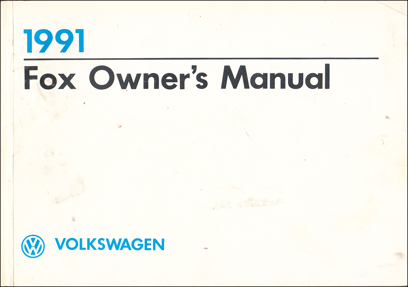 1991 Volkswagen Fox Owner's Manual Original