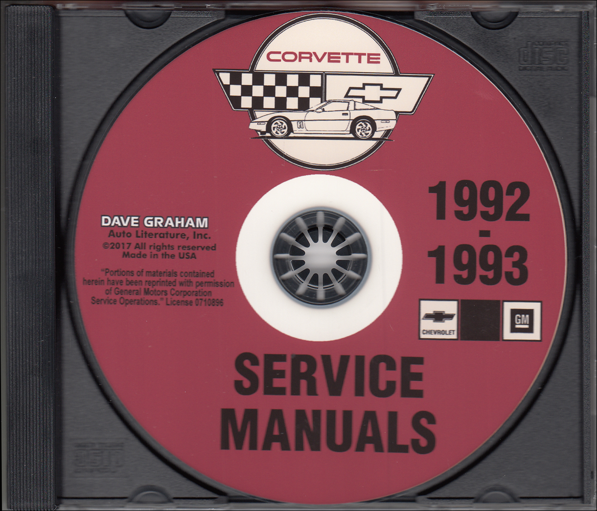 1992-1993 Chevrolet Corvette Service Manual 92 Final and 93 Preliminary on CD-ROM