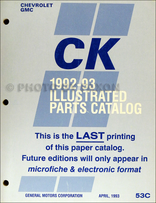 1992-1993 Chevrolet/GMC Full-Sized CK Parts Book Original Pickup Blazer Yukon Suburban