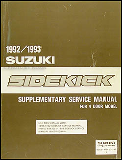 1992-1993 Suzuki Sidekick 4 Door Repair Manual Supplement Original