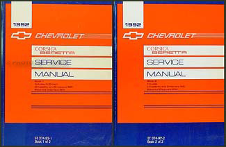 1992 Chevy Corsica & Beretta Repair Manual Original 2 Volume Set