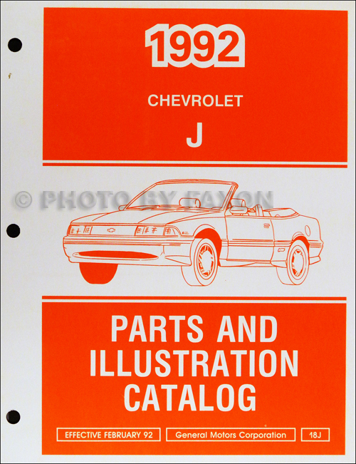 1992 Chevrolet Cavalier Parts Book Original