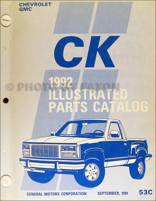1992 Chevrolet GMC CK Parts Book Original Pickup Suburban Blazer Jimmy SIerra Silverado Cheyenne