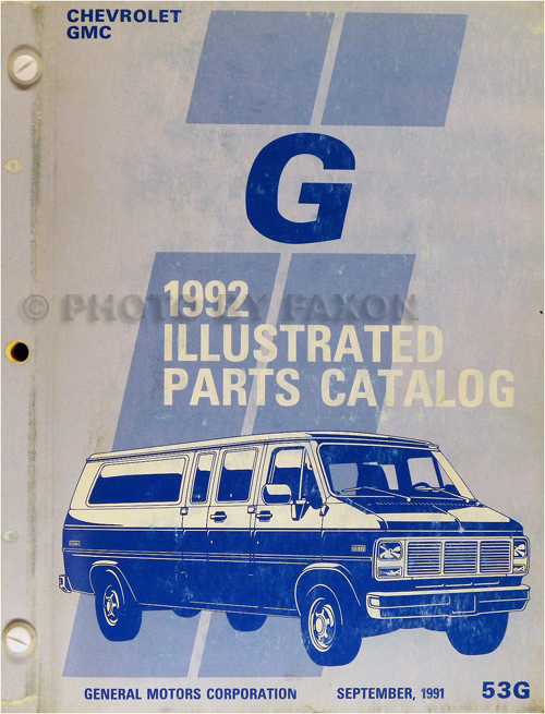 1992 Chevrolet and GMC Full-Sized Van Parts Book Original Beauville Rally Vandura