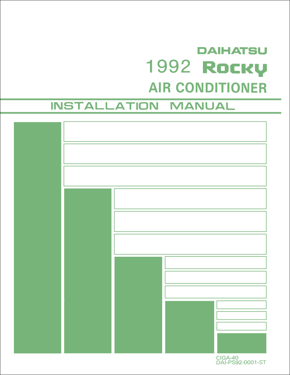 1992 Daihatsu Rocky Air Conditioner Installation Manual Reprint
