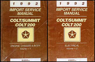 1992 Colt, 200, & Summit Shop Manual Original 2 Volume Set 