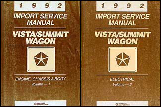 1992 Colt Vista & Summit Wagon Shop Manual Original 2 Volume Set 