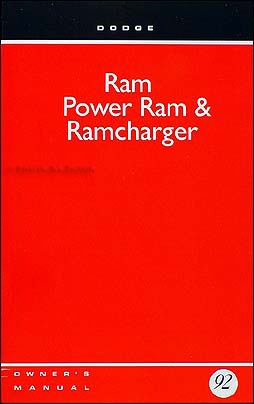1992 Dodge Ram Pickup Truck & Ramcharger Owner's Manual Original Gas