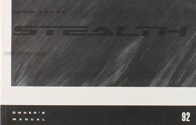 1992 Dodge Stealth Owner's Manual Original includes ES R/T and turbo