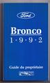 1992 Ford Bronco Owner's Manual FRENCH Original Guide du Proprietaire
