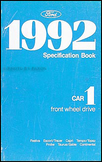 1992 Ford Lincoln Mercury FWD Car Service Specifications Book Original