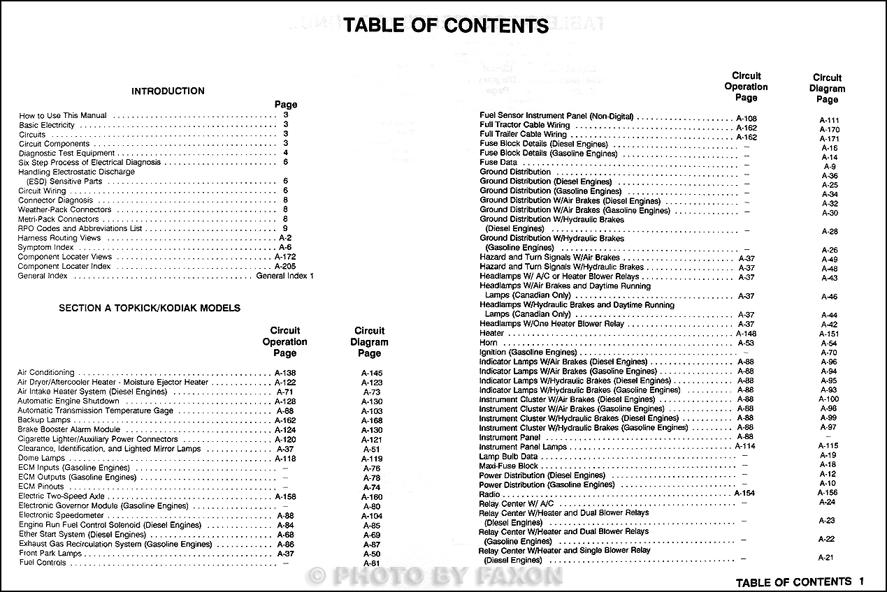 1992 Chevy Kodiak, GMC Topkick and P6 Wiring Diagram Manual Original  1997 Chevy Kodiak Wiring Diagram    Faxon Auto Literature