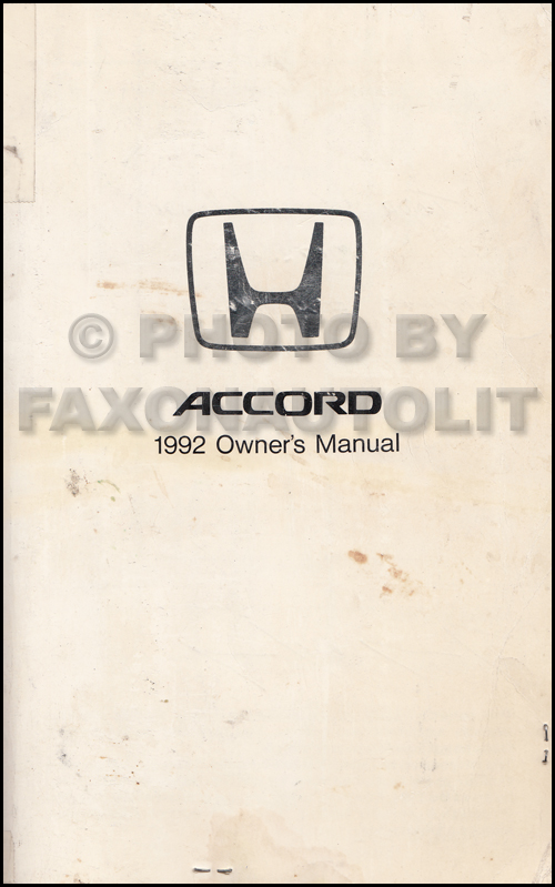 1992 Honda Accord 4 Door Sedan Owner's Manual Original