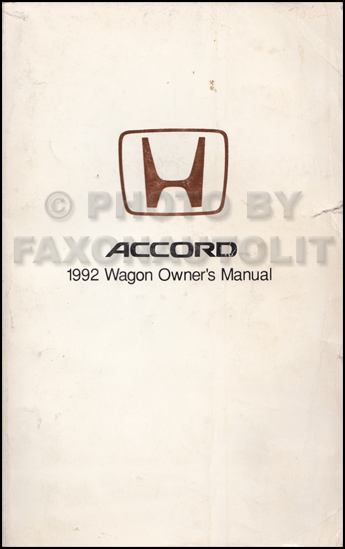 1992 Honda Accord Station Wagon Owner's Manual Original