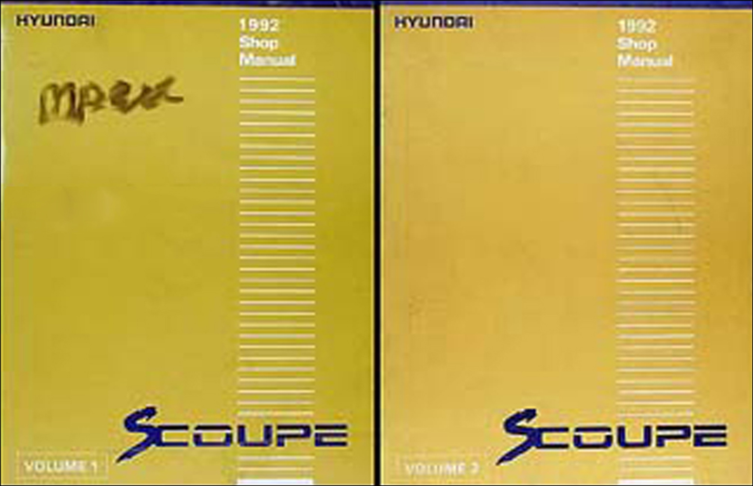 1992 Hyundai Scoupe Shop Manual Original 2 Volume Set 