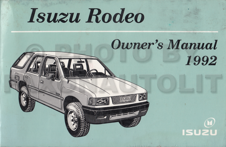 1992 Isuzu Rodeo Owner's Manual Original