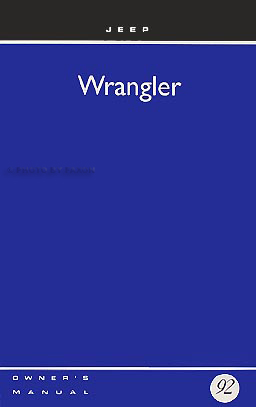1992 Jeep Wrangler Original Owner's Manual