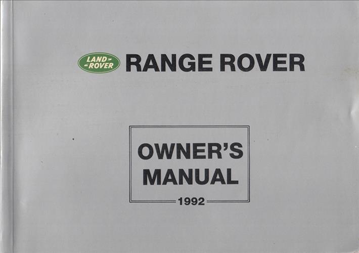1992 Land Rover Range Rover Owner's Manual Original