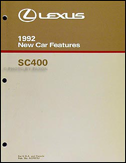 1992 Lexus SC 400 Features Manual Original
