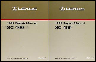 1992 Lexus SC 400 Repair Manual Original 2 Volume Set SC400