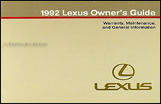 1992 Lexus Warranty, Maintenance Record, and General Information