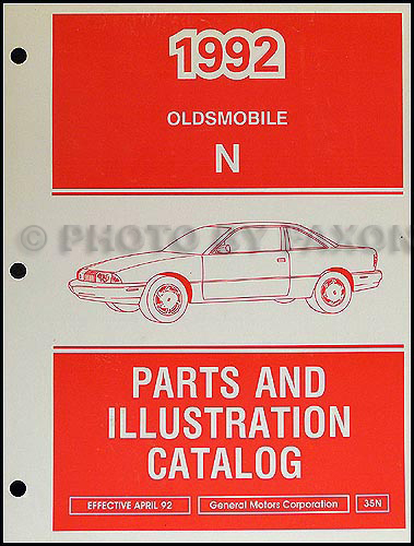 1992 Oldsmobile Achieva Parts Book Original