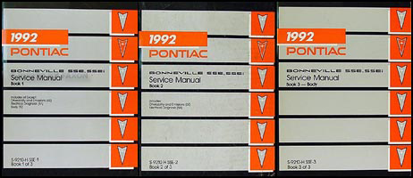 1992 Pontiac Bonneville, SSE, SSEi Repair Manual Original 3 Volume Set