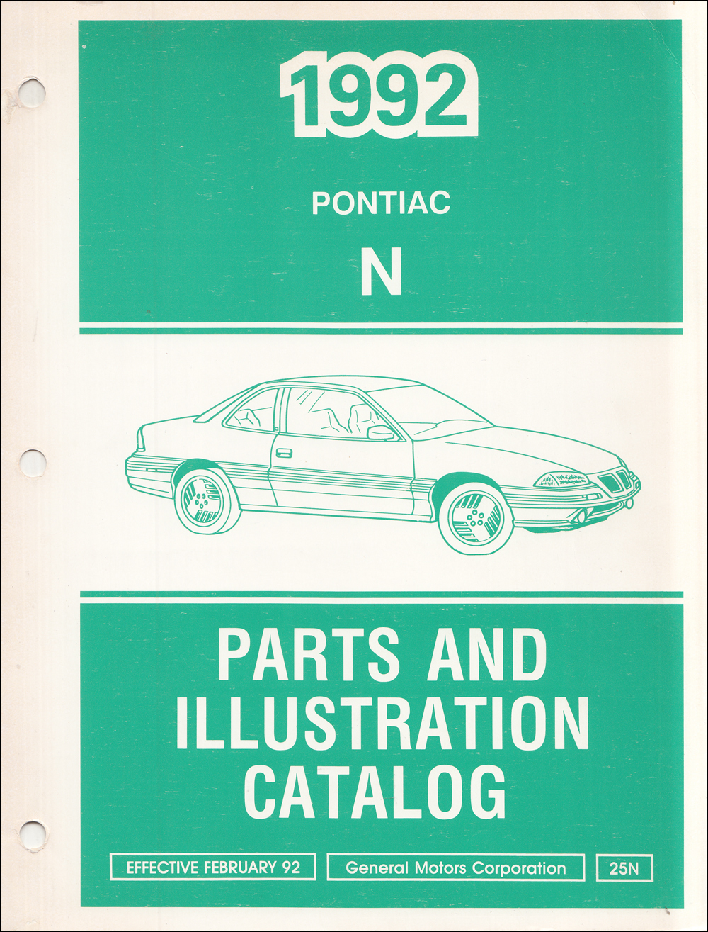 1992 Pontiac Grand Am Parts Book Original